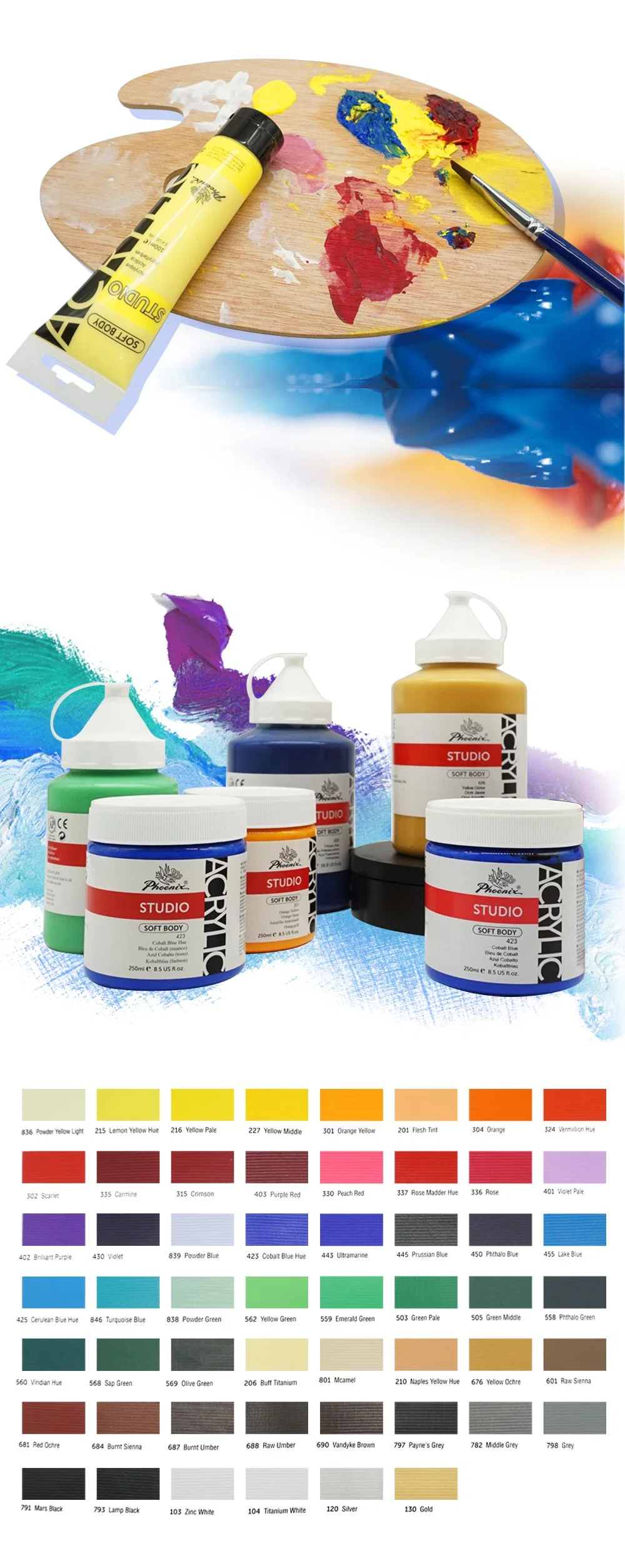 China Supplier Craft Finger Water Color Poster Acrylic Paint 100ml Acrylic Color